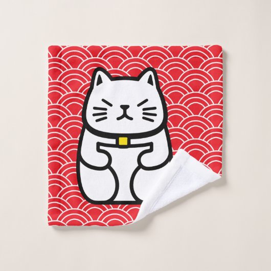 Japanisch Lucky Cat oder Maneki-Neko Badhandtuch Set (Waschlappen)