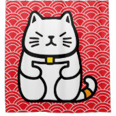 Japanisch Lucky Cat oder Maneki-Neko Duschvorhang (Vorderseite)