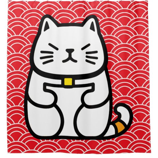 Japanisch Lucky Cat oder Maneki-Neko Duschvorhang (Vorderseite)