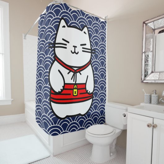 Japanisch Lucky Cat oder Maneki-Neko Duschvorhang (Beispiel)
