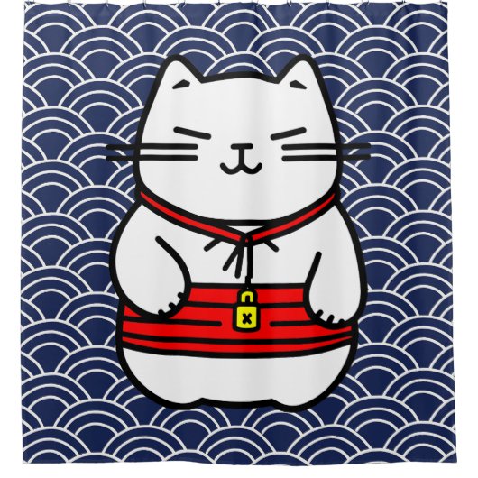 Japanisch Lucky Cat oder Maneki-Neko Duschvorhang (Vorderseite)