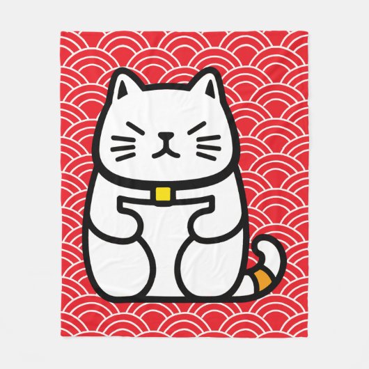 Japanisch Lucky Cat oder Maneki-Neko Fleecedecke (Vorderseite)