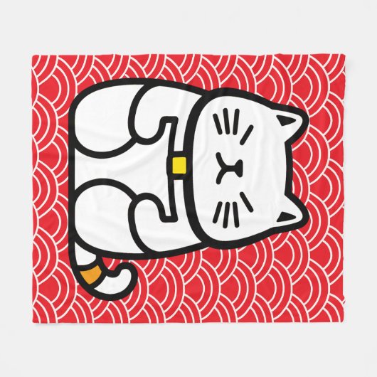 Japanisch Lucky Cat oder Maneki-Neko Fleecedecke (Vorderseite (Horizontal))