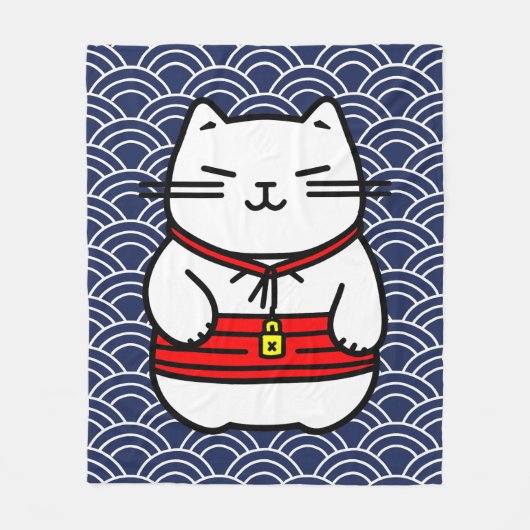 Japanisch Lucky Cat oder Maneki-Neko Fleecedecke (Vorderseite)