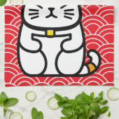 Japanisch Lucky Cat oder Maneki-Neko Geschirrtuch (Gefaltet)