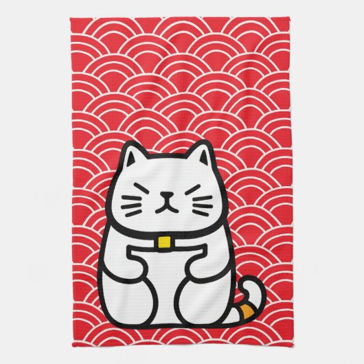 Japanisch Lucky Cat oder Maneki-Neko Geschirrtuch (Vertikal)