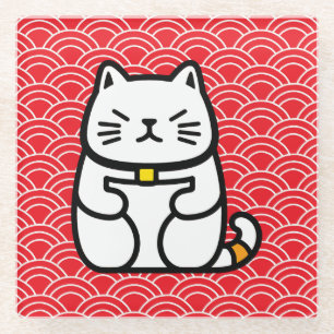 Japanisch Lucky Cat oder Maneki-Neko Glasuntersetzer