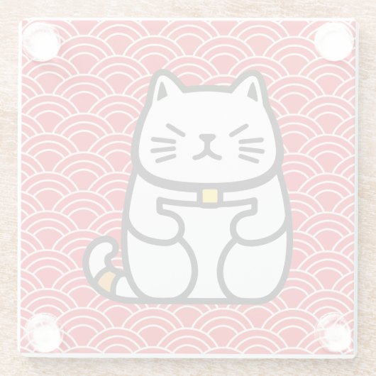 Japanisch Lucky Cat oder Maneki-Neko Glasuntersetzer (Rückseite)