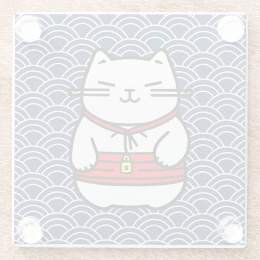Japanisch Lucky Cat oder Maneki-Neko Glasuntersetzer (Rückseite)