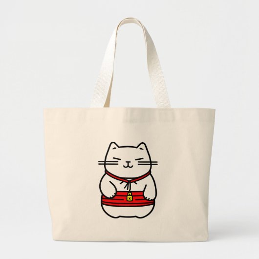 Japanisch Lucky Cat oder Maneki-Neko Jumbo Stoffbeutel (Vorne)