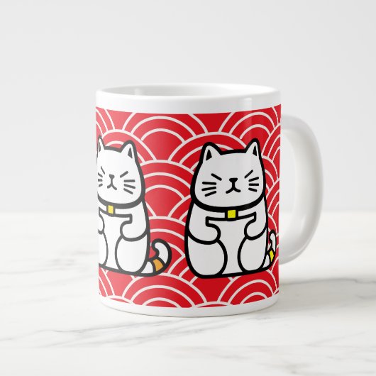 Japanisch Lucky Cat oder Maneki-Neko Jumbo-Tasse (Vorderseite Rechts)