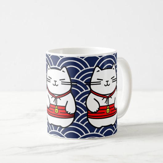Japanisch Lucky Cat oder Maneki-Neko Kaffeetasse (VorderseiteRechts)