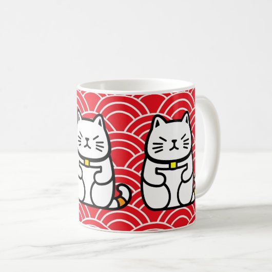 Japanisch Lucky Cat oder Maneki-Neko Kaffeetasse (VorderseiteRechts)