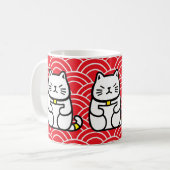 Japanisch Lucky Cat oder Maneki-Neko Kaffeetasse (Vorderseite Links)