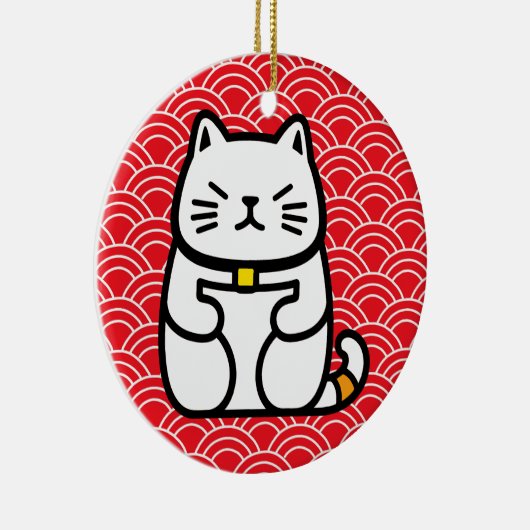 Japanisch Lucky Cat oder Maneki-Neko Keramik Ornament (Rechts)