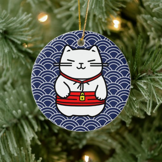 Japanisch Lucky Cat oder Maneki-Neko Keramik Ornament (Baum)