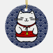 Japanisch Lucky Cat oder Maneki-Neko Keramik Ornament (Vorne)