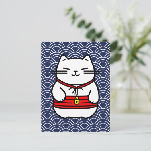 Japanisch Lucky Cat oder Maneki-Neko Postkarte (Stehend Vorderseite)