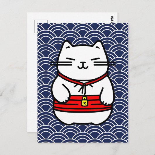Japanisch Lucky Cat oder Maneki-Neko Postkarte (Vorne/Hinten)