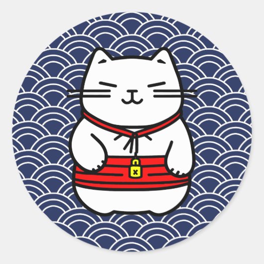 Japanisch Lucky Cat oder Maneki-Neko Runder Aufkleber (Vorderseite)