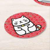 Japanisch Lucky Cat oder Maneki-Neko Runder Pappuntersetzer (Angewinkelt)