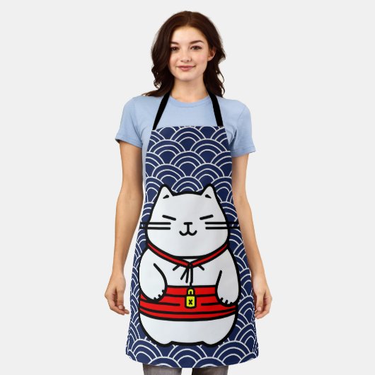 Japanisch Lucky Cat oder Maneki-Neko Schürze (Getragen)