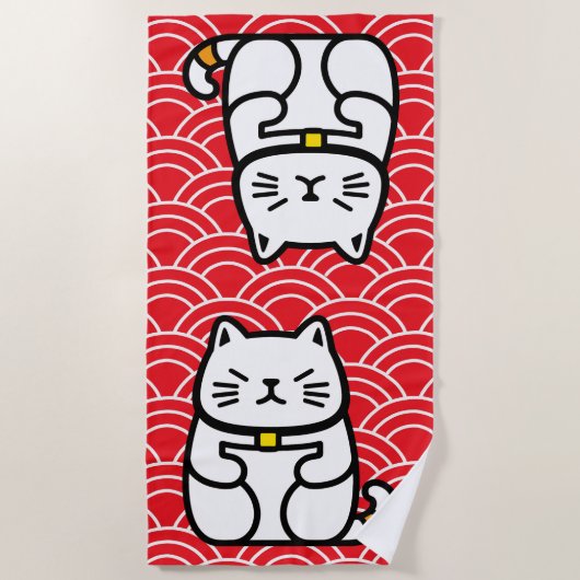 Japanisch Lucky Cat oder Maneki-Neko Strandtuch (Vorderseite)
