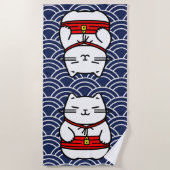 Japanisch Lucky Cat oder Maneki-Neko Strandtuch (Vorderseite)