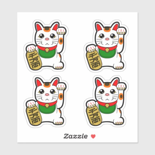 Japanisch Lucky Cats - Maneki Neko Vinyl Aufkleber (Blatt)