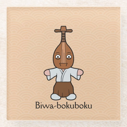 Japanisch Lute Man Biwa-bokuboku: Cartoon Yokai Glasuntersetzer (Vorderseite)