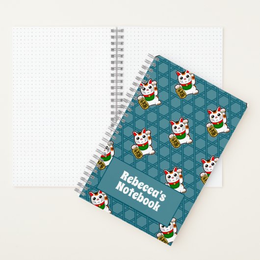 Japanisch Maneki Neko Lucky Cat Pattern Notizblock (Innen)