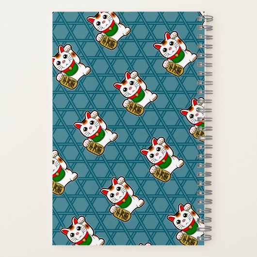 Japanisch Maneki Neko Lucky Cat Pattern Notizblock (Rückseite)