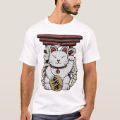 Japanisch Maneki-Neko Lucky Cat T-Shirt (Vorderseite)