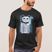 Japanisch Maneki Neko Lucky Cat Vaporwave Japan Ae T-Shirt (Vorderseite)