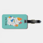 Japanisch Maneki Neko White Cat, viel Glück-Symbol Gepäckanhänger (Rückseite horizontal)