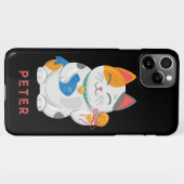 Japanisch Maneki Neko White Cat, viel Glück-Symbol iPhone Hülle (Rückseite (Horizontal))