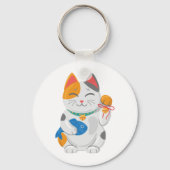 Japanisch Maneki Neko White Cat, viel Glück-Symbol Schlüsselanhänger (Rückseite)