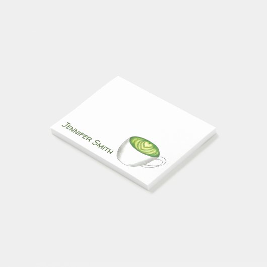 Japanisch Matcha Green Tea Latte Drink Personalisi Post-it Klebezettel (angewinkelt)