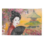 Japanisch mit einer Frau Kissenbezug (Rückseite-Links)
