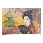 Japanisch mit einer Frau Kissenbezug (Vorderseite-Rechts)