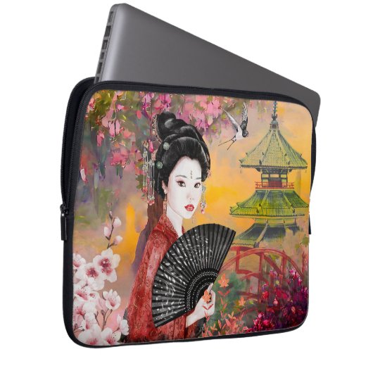 Japanisch mit einer Frau Laptopschutzhülle (Vorne Rechts)