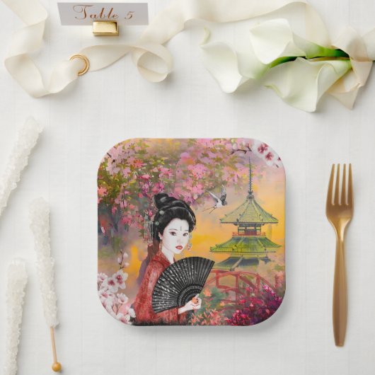 Japanisch mit einer Frau Pappteller (Hochzeit)