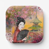 Japanisch mit einer Frau Pappteller (Vorderseite)