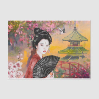 Japanisch mit einer Frau Seidenpapier