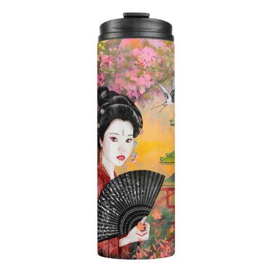 Japanisch mit einer Frau Thermosbecher (Vorderseite)