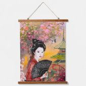 Japanisch mit einer Frau Wandteppich Mit Holzrahmen (Vorderseite)