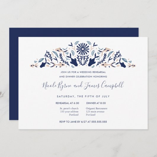 Japanisch Modern Koi Fish Probe Abendessen Hochzei Einladung (Vorne/Hinten)