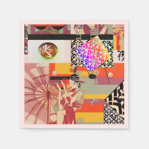 Japanisch Neo- Art Deco Collage "No History" Serviette