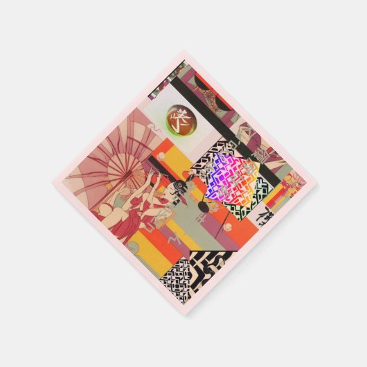 Japanisch Neo- Art Deco Collage "No History" Serviette (Ecke)