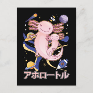 Japanisch Niedliche Axolotl-Familie Galaxy Anime Postkarte